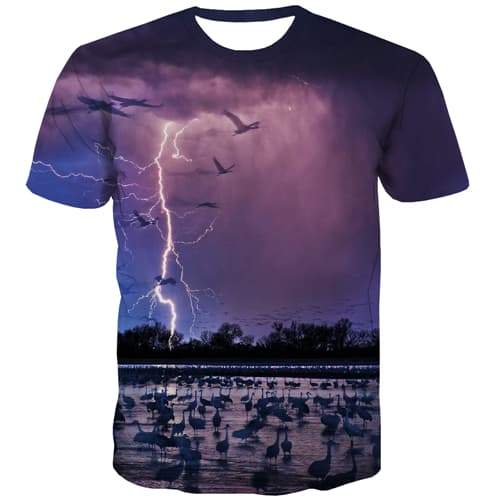 Lightning T-shirt Men Animal Tshirts Novelty Harajuku T-shirts Graphic Nebula Shirt Print - KYKU