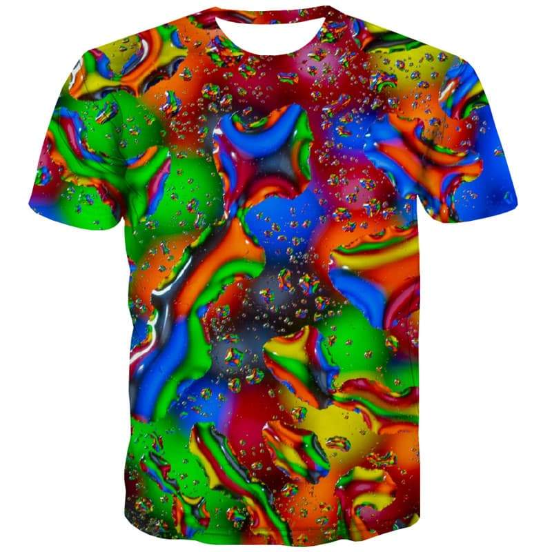 Colorful T shirts Men Graffiti Shirt Print Abstract Tshirt Anime Psychedelic Tshirts Casual Rain T-shirts 3d - KYKU