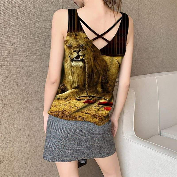 
Lion Tank-Top women Animal Funny Top Anime Sleeveless 3d Hip Hop Vest Printed Rock Vest Print - KYKU
                