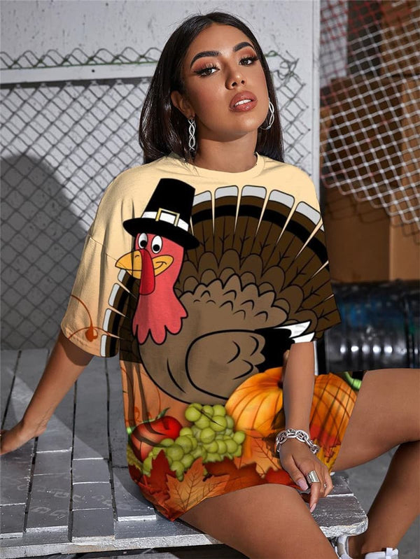 
Thanksgiving T Shirt Women Animal Tshirt Printed Maple Leaf Shirt Print
                