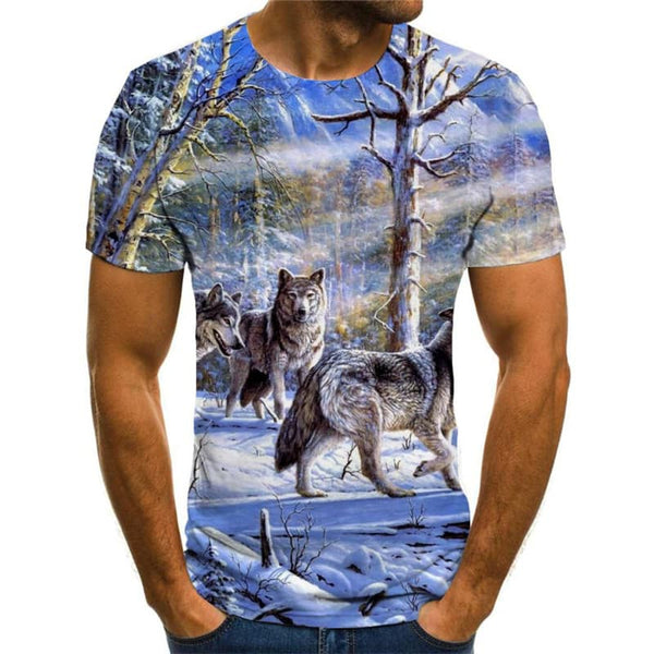 
Wolf T-shirt Men Animal Funny T shirts Landscape Shirt Print Home T-shirts 3d Snow Tshirts Casual
                