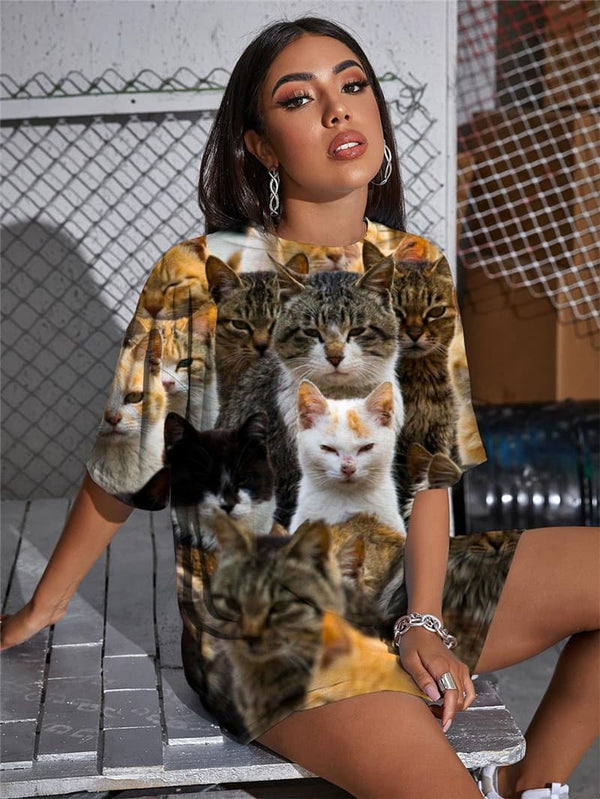 
Cat T-shirt Women Animal Funny T shirts Home Shirt Print Lovely Punk Rock Harajuku Tshirt Printed
                