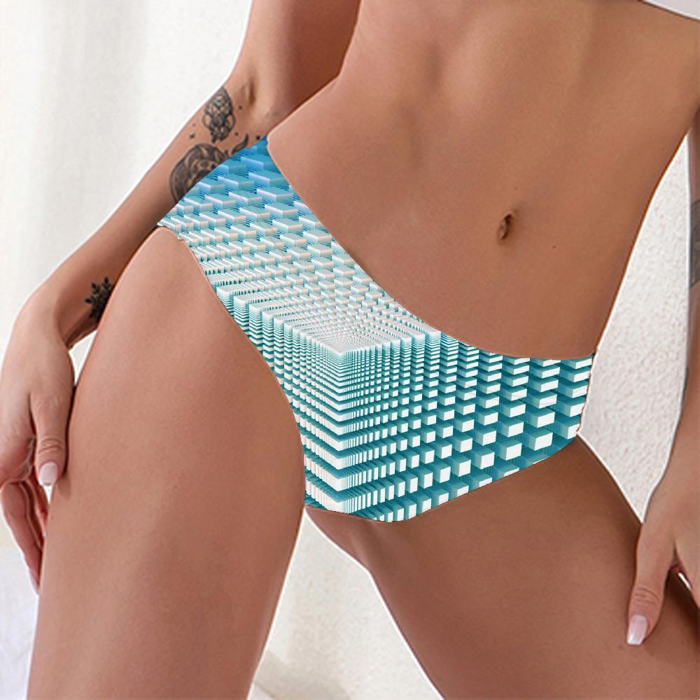 Geometric Panties Women Psychedelic Knickers Vortex Sexy Blue Pantys - KYKU