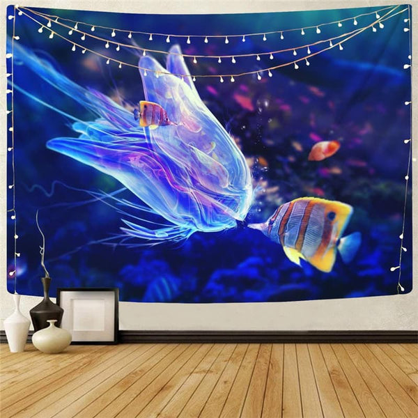 Fish Tapestry Animal Tenture Mandala Tracksuits Tapestries Jellyfish Rug Wall Harajuku Wall Tapestry