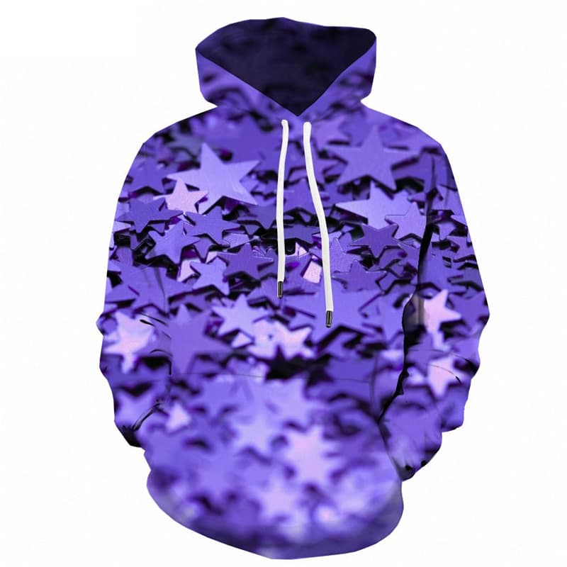 Christmas Sweatshirts men Star Hoodie Print Party 3d Printed Purple Sweatshirt Printed