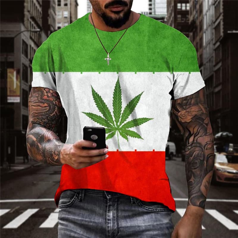 Leaves T-shirt Men National Flag Funny T shirts Colorful T-shirts 3d Art Shirt Print