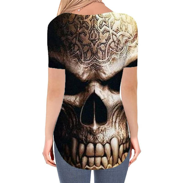 
Skull T Shirt Women Punk V-neck Tshirt Skull T-shirts 3d Tattoo Shirt Print
                