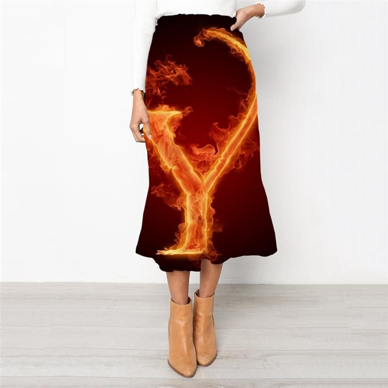 Flame Skirts Women Letter Skirt Ladies Harajuku Rock Frauen Womens Clothing
