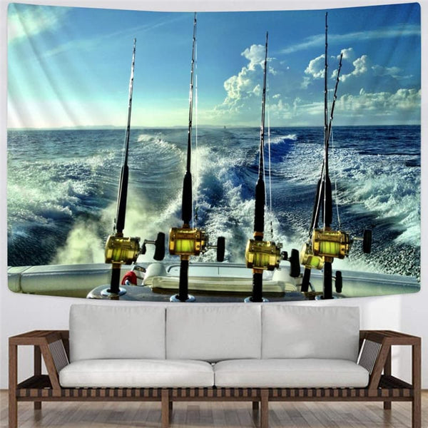 
Fish Tapiz Tracksuits Wall Tapestry Wave Tenture Mandala Fisherman Rug Wall Fishing Home Tapestrys
                
