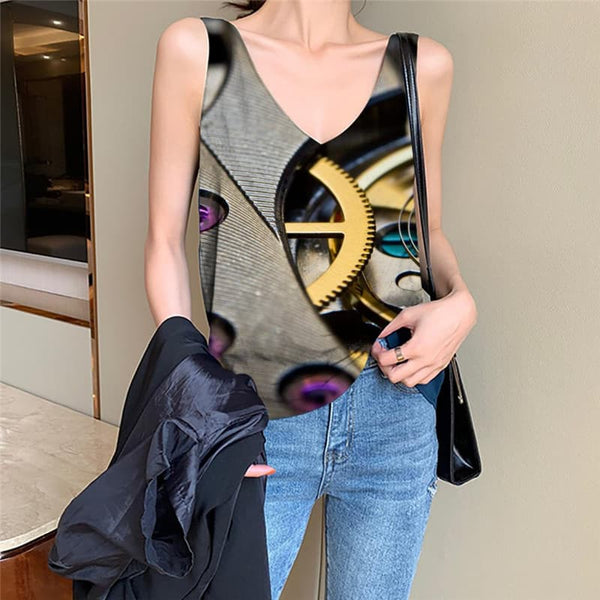 Metal Tank Top Women Engine Sleeveless 3d Gear Vest Printed Harajuku Funny Top