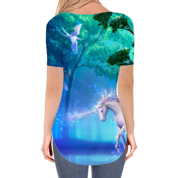 
Unicorn T-shirt women Bird V-neck Tshirt Forest Shirt Print Animal Funny T shirts
                
