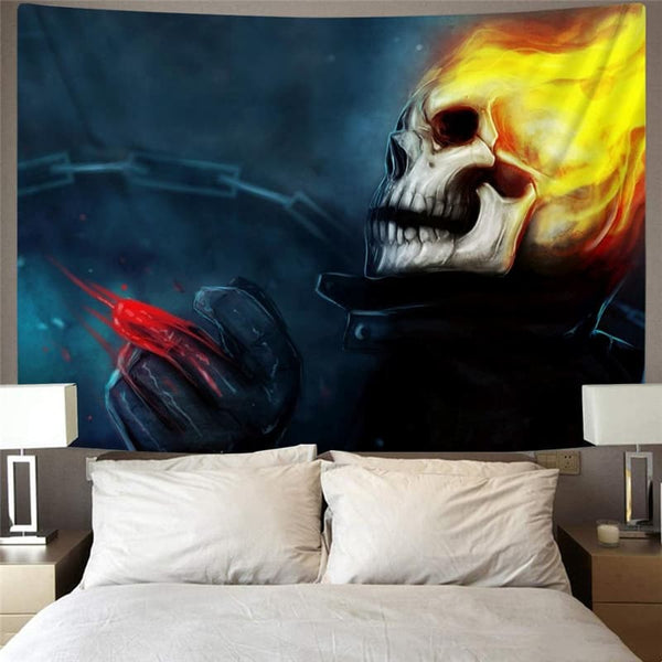 
Skull Tapiz Punk Tapestries Flame Rug Wall Iron Chain Wall Tapestry Wall Hanging
                