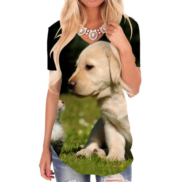 Dog T-shirt women Cat Funny T shirts Lovely Tshirts Printed Womens Clothing