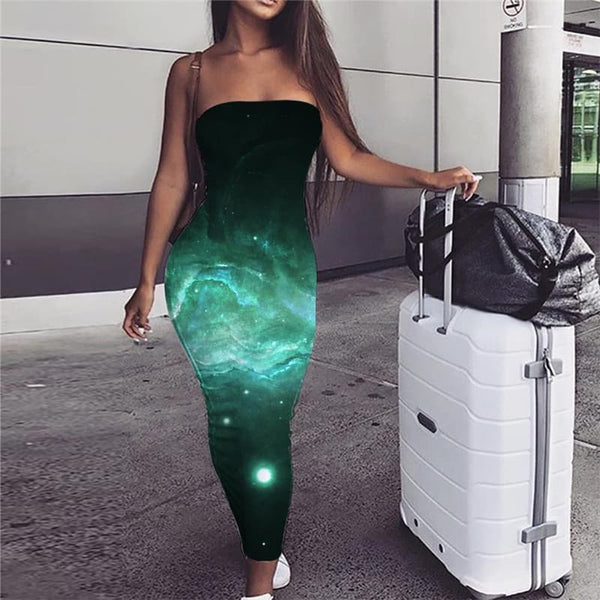 Galaxy Dress Women Space Party Universe Vestido Sexy Black sleeveless