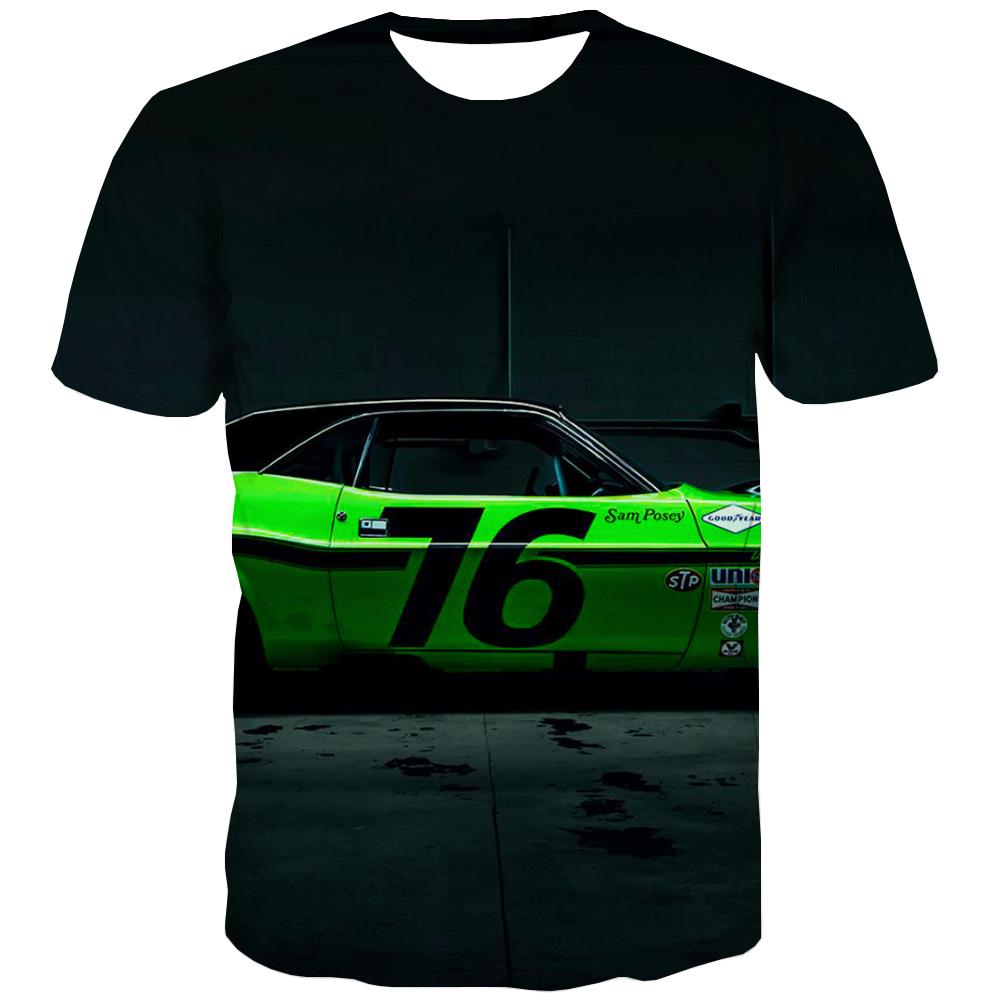 Racing Car T-shirt Men Metal Tshirts Cool City Tshirt Printed Gray Tshirts Casual Retro T-shirts Graphic