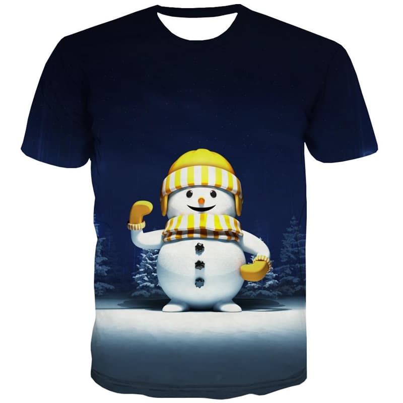 Christmas T shirts Men Snow T-shirts Graphic Party Tshirts Novelty Lovely Shirt Print