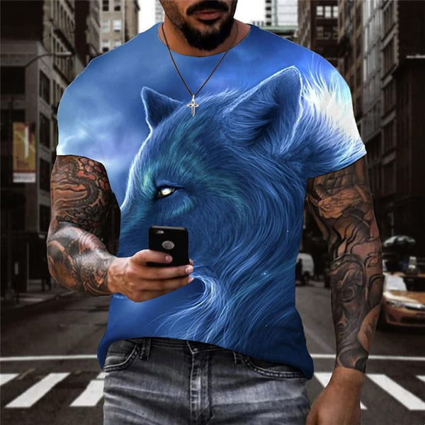 Wolf T shirt Men Animal Tshirts Casual Cloud Anime Clothes Street T-shirts 3d