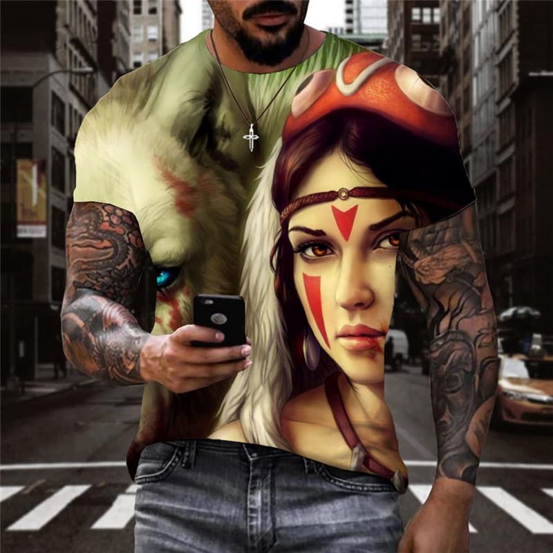 Wolf T shirt Men Animal Tshirts Casual Blood Shirt Print War Funny T shirts