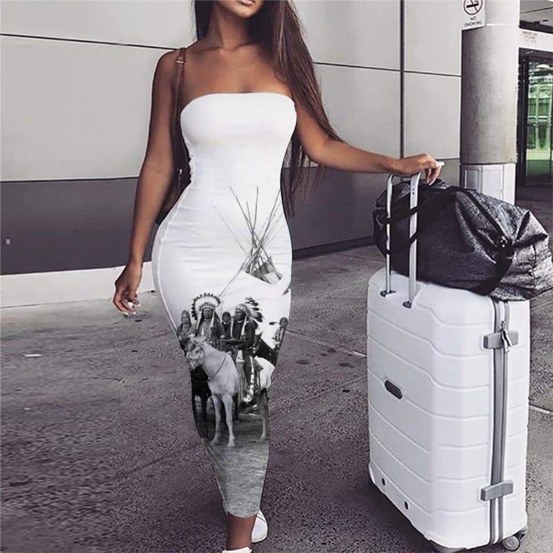 Indios Dress Women Horse Sundress Animal Bodycon Dress War Vestido Sexy - KYKU