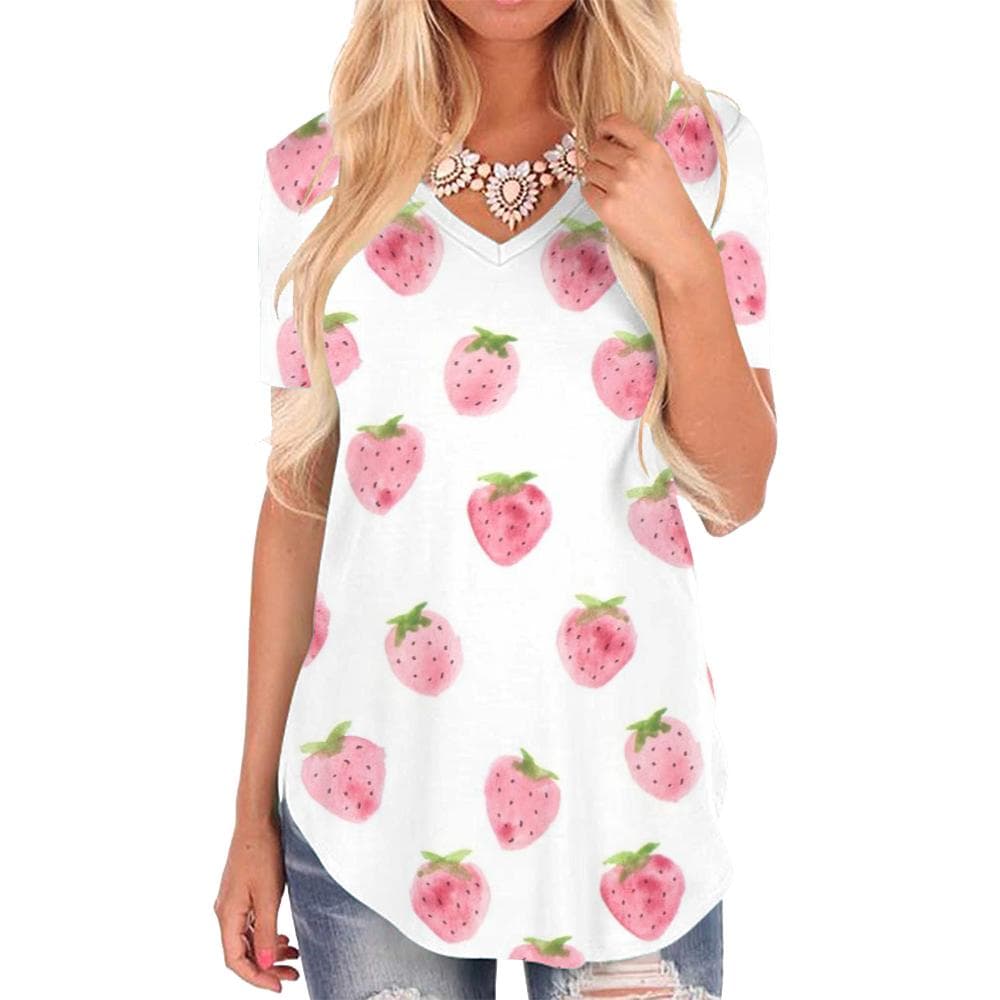 Strawberry T-shirt women Lovely T-shirts 3d Painting Shirt Print Harajuku Tshirts Printed