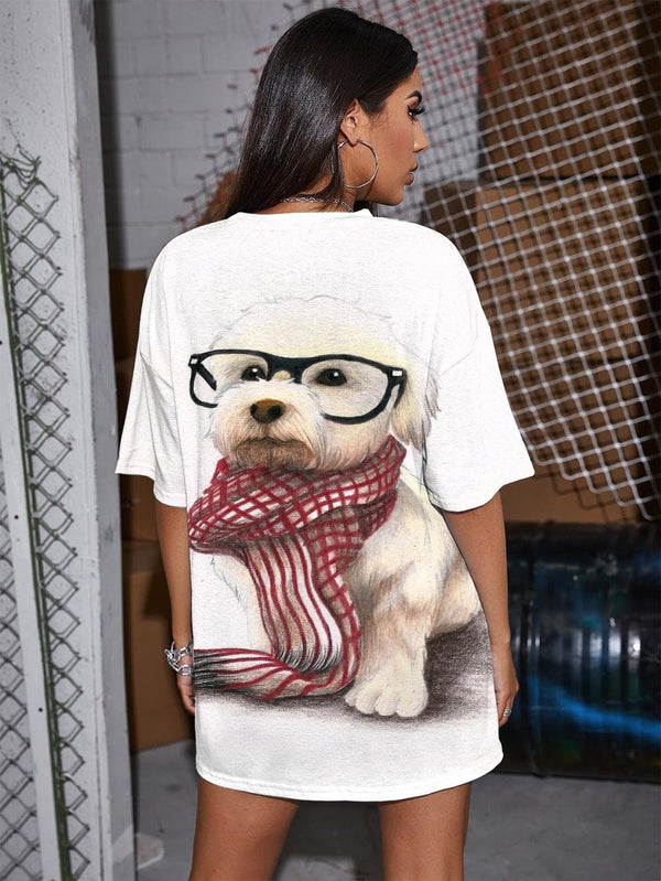 
Dog T Shirt Women Animal Funny T shirts Painting Shirt Print Lovely Tshirt Printed
                