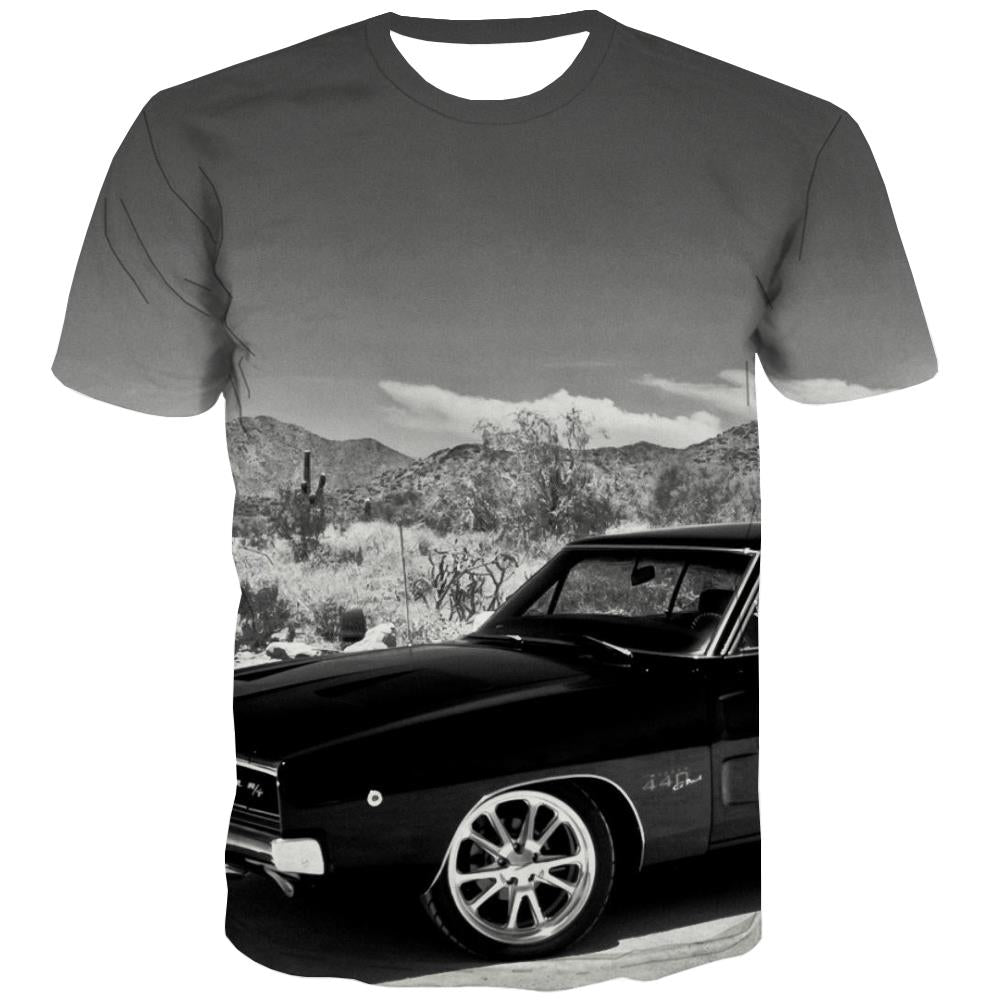 Racing Car T shirts Men Metal Shirt Print City Tshirts Cool Gray Tshirt Anime Retro Tshirts Novelty