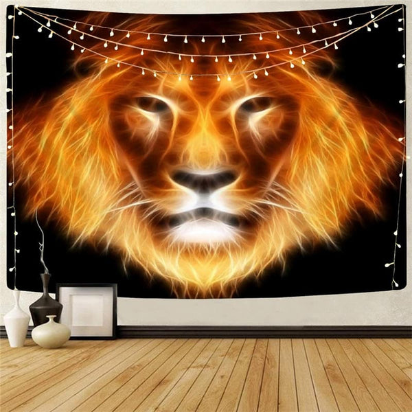 Lion Tapestry Animal Rug Wall Anime Wall Tapestry Flame Tenture Mandala Harajuku Tapestries