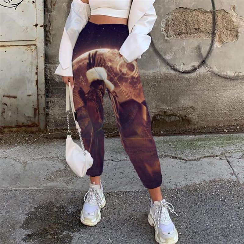 Indios Trousers Women Galaxy Jogger Pants Space High Waist Pants - KYKU