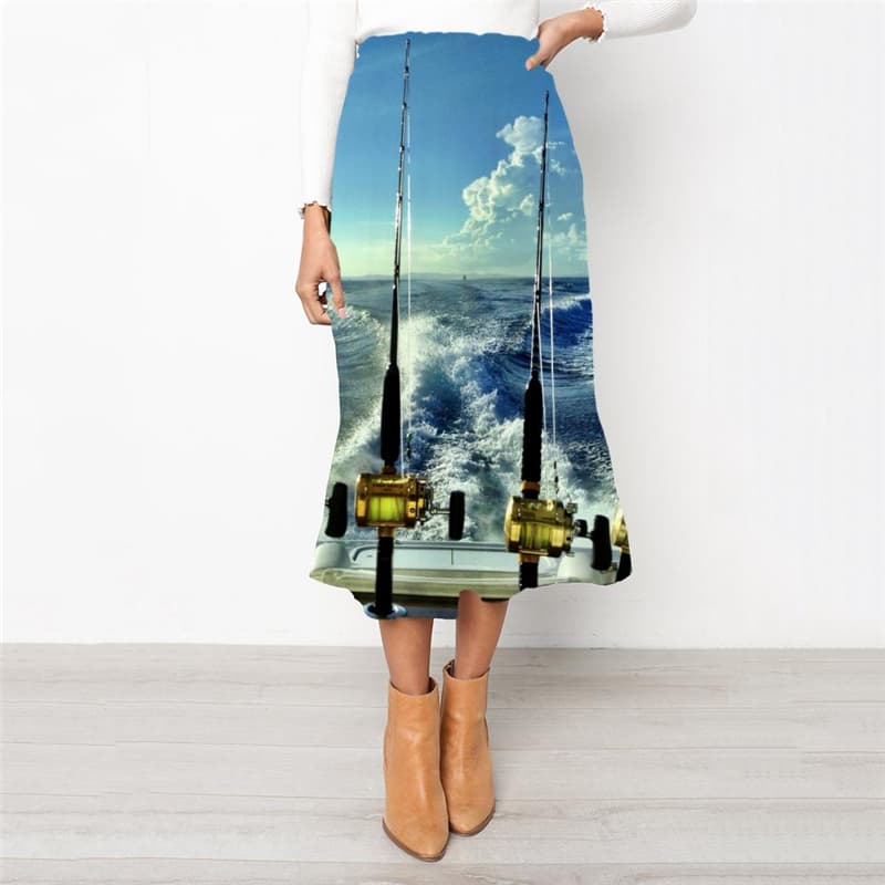 Fish Skirts Women Tracksuits Skirt Ladies Wave High waist skirts Fisherman Rock Frauen Fishing School skirt