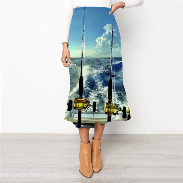 Fish Skirts Women Tracksuits Skirt Ladies Wave High waist skirts Fisherman Rock Frauen Fishing School skirt
