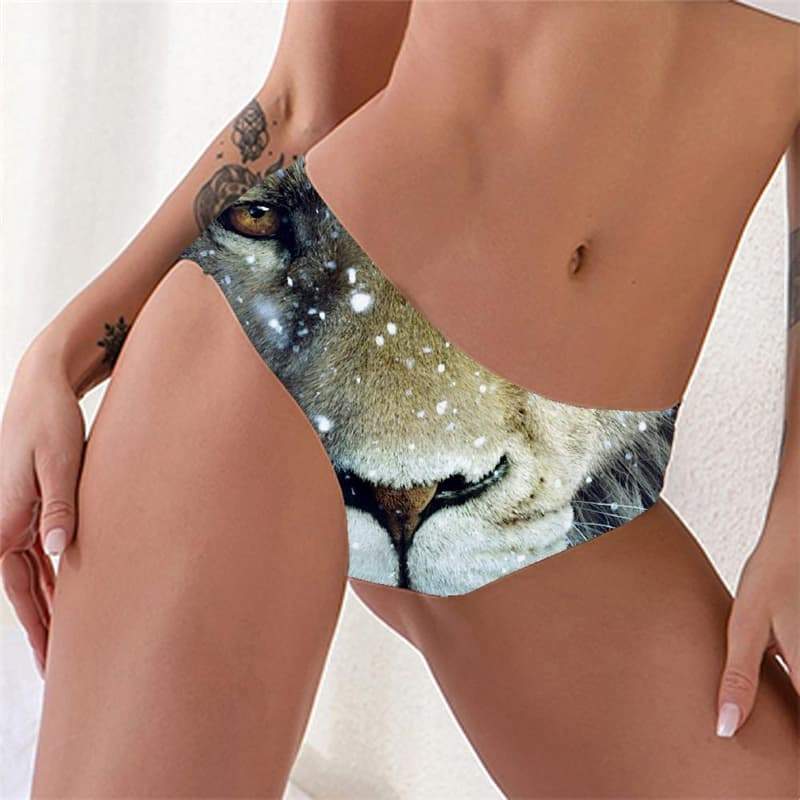 Lion Briefs Women Animal Knickers Anime Lingerie Female Snowflake Tanga Harajuku Sexy - KYKU