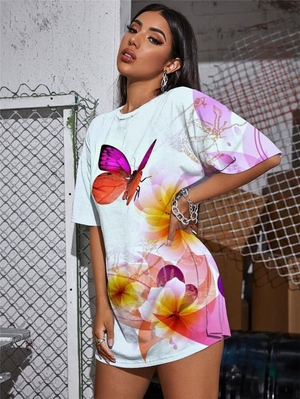 
Butterfly T-shirt Women Animal Tshirt Printed Flower Shirt Print Colorful T-shirts 3d
                