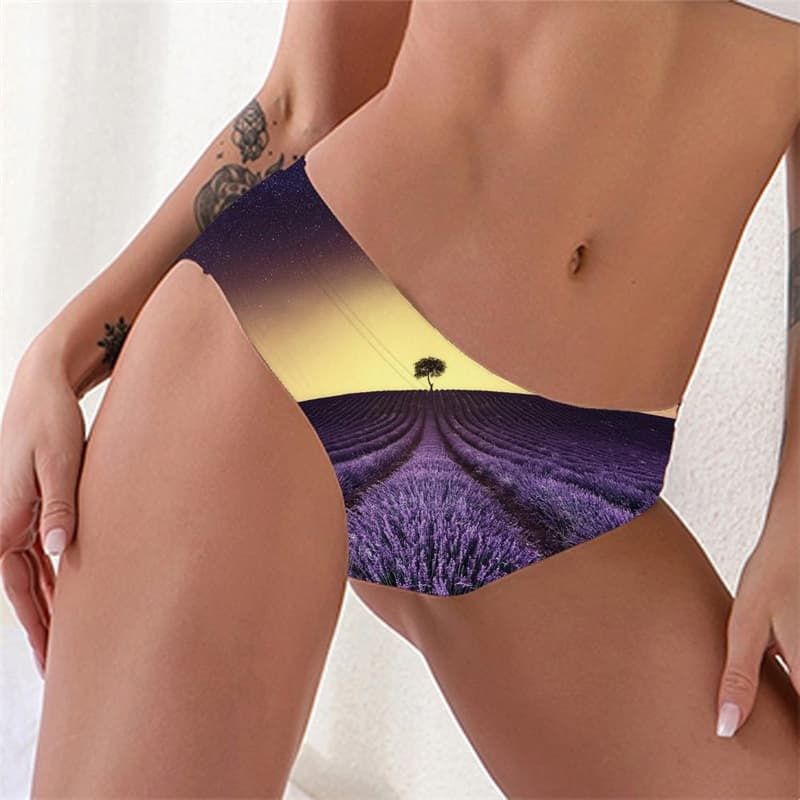 Galaxy Panties Women Space Knickers Universe Seamless Purple Lingerie Female Landscape Tanga