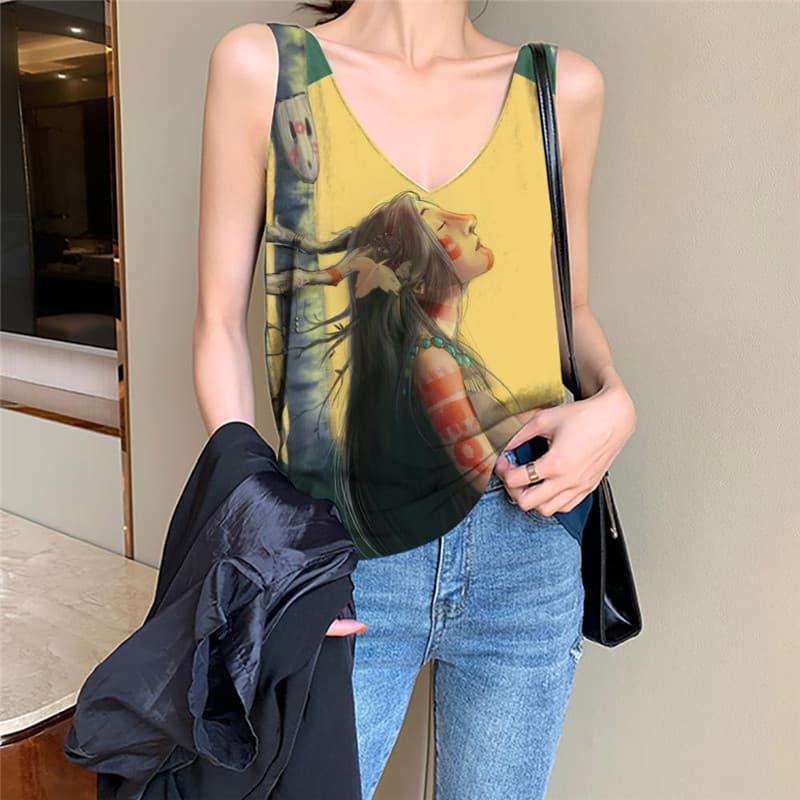 Indios Tank Top Women Moon Anime Clothes Painting Funny Top Art Vest Printed