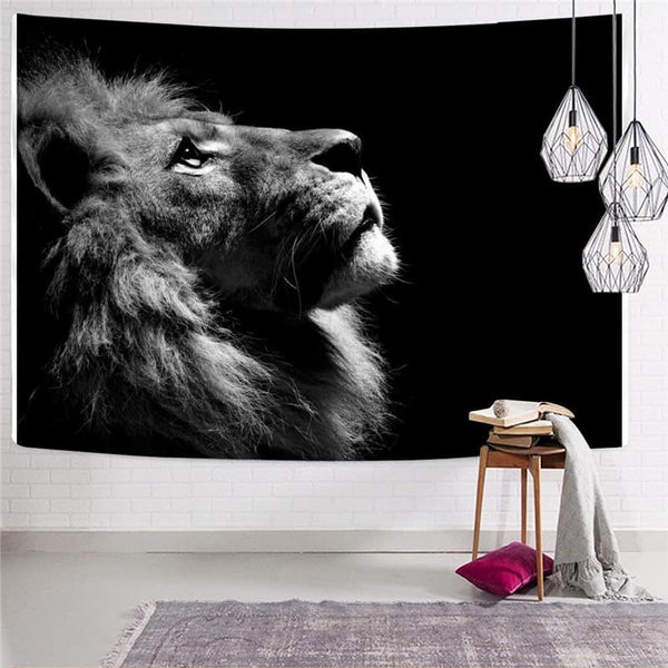 
Lion Tapiz Animal Wall Tapestry Anime Rug Wall Black Home Tapestrys Sad Tenture Mandala
                
