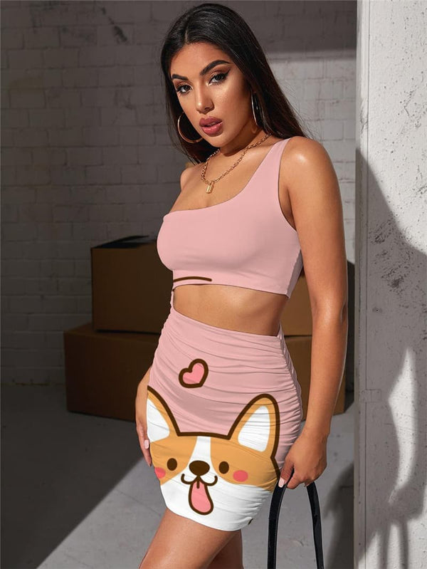 
Animal Dress Women Dog Bodycon Dress Love Vestido Sexy Lovely 3d Print
                