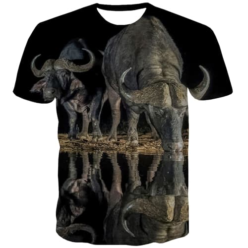 Buffalo T shirts Men Animal Tshirt Anime Water Tshirt Printed Harajuku T shirts Funny - KYKU