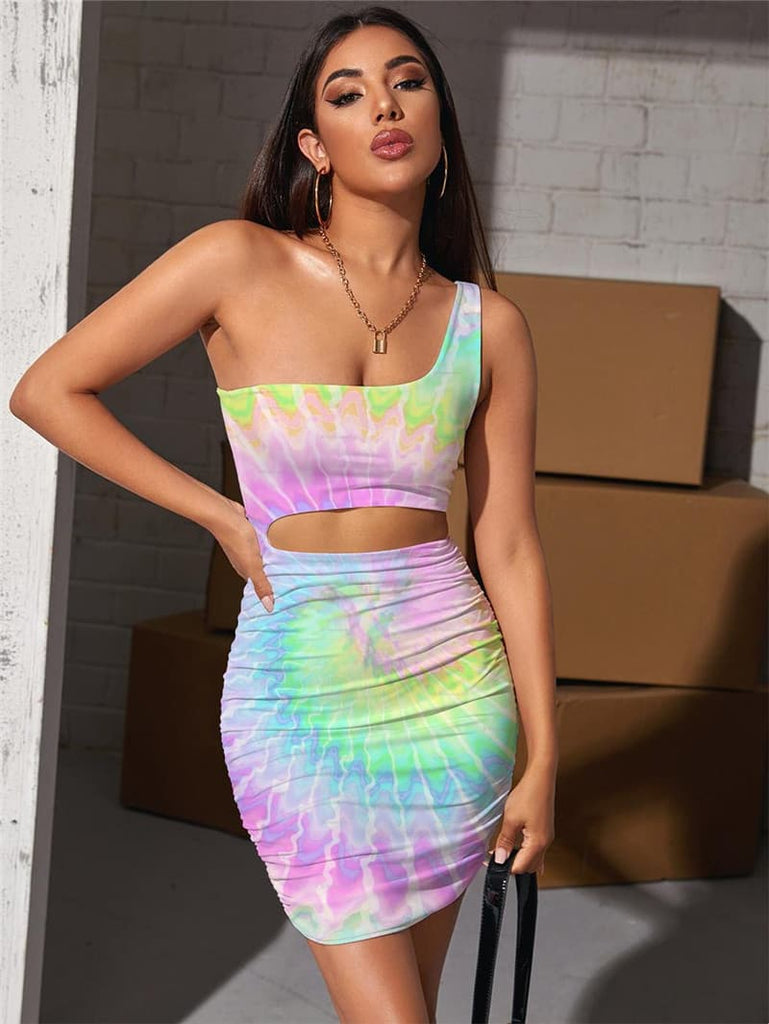 Dizziness Dress Women Colorful 3d Print Rainbow Halter Sleeveless