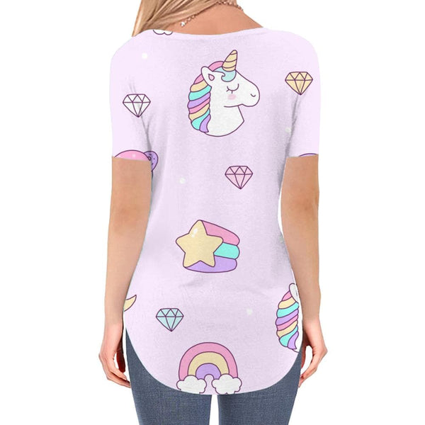 
Unicorn T Shirt Women Moon T-shirts 3d Colorful Funny T shirts Universe V-neck Tshirt Cloud Shirt Print
                