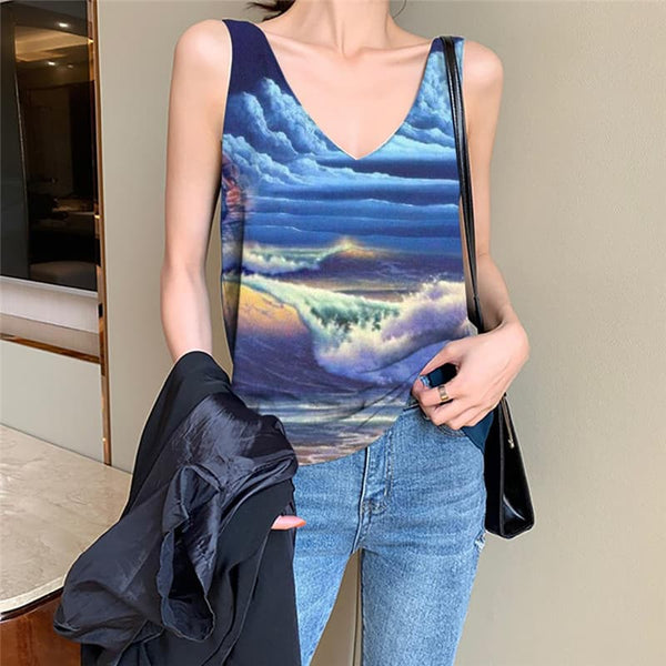 Indios Tank-Top women Cloud Vest Print Horse Funny Top Womens Clothing