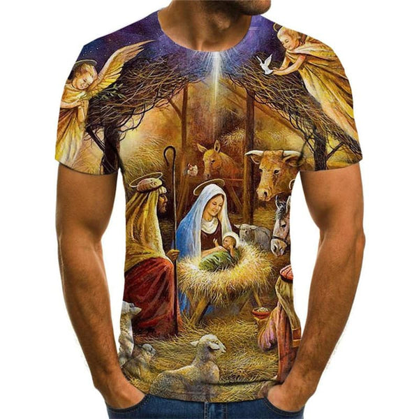 
Christian T shirt Men Galaxy T-shirts 3d Angel Shirt Print Animal Tshirt Printed
                