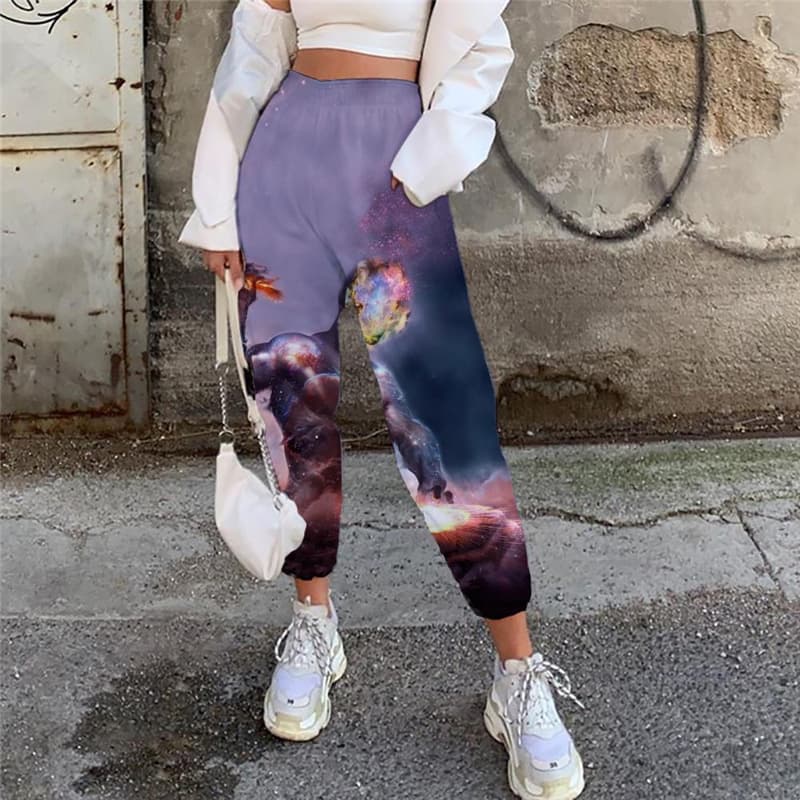 Galaxy Pants Women Space 3d Printed Universe Trouser Art Casual Pant Flame Jogger Pants