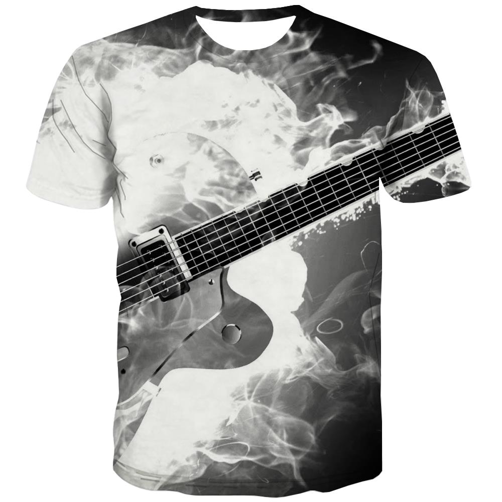 Guitar T shirts Men Music Tshirts Novelty Wooden Shirt Print Metal Tshirts Cool