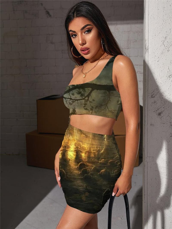 
Halloween Dress Women Pumpkin 3d Print Bat Hollow out Dresses Tree Vestido Sexy
                