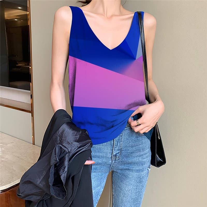 Cube Tank Top Women Colorful Anime Clothes Abstract Vest Print Womens Clothing