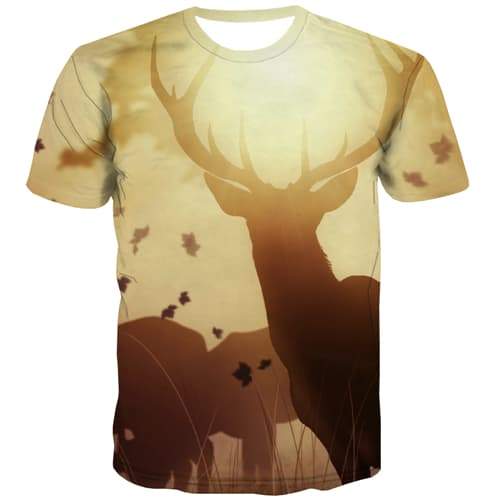 Deer T-shirt Men Animal T-shirts 3d Harajuku T shirts Funny Street T-shirts Graphic - KYKU