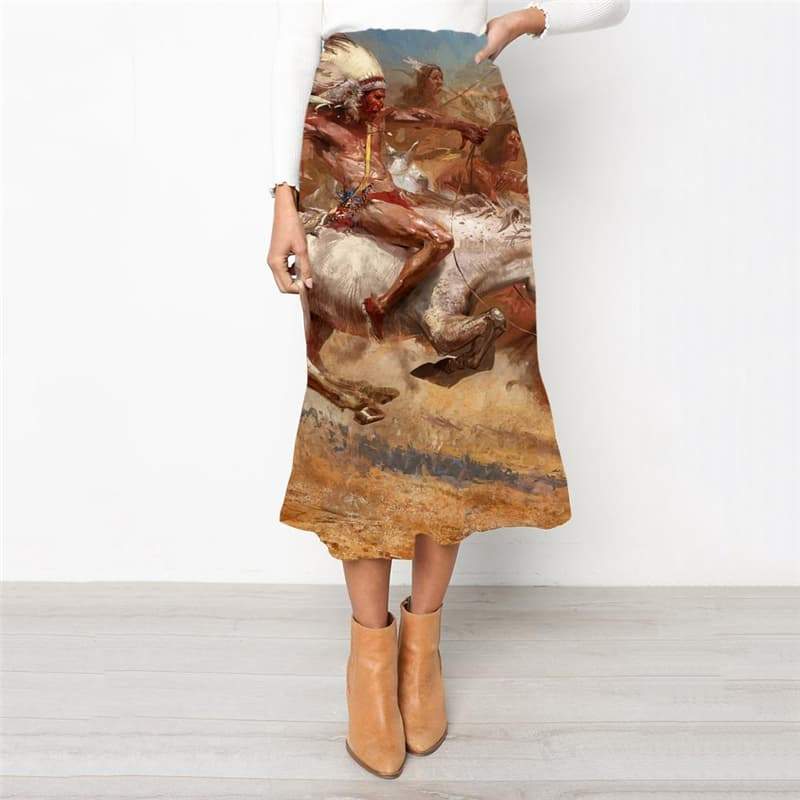 Indios Skirt Women Horse High waist skirts Animal School skirt War Skirt Ladies Graffiti Rock Frauen - KYKU