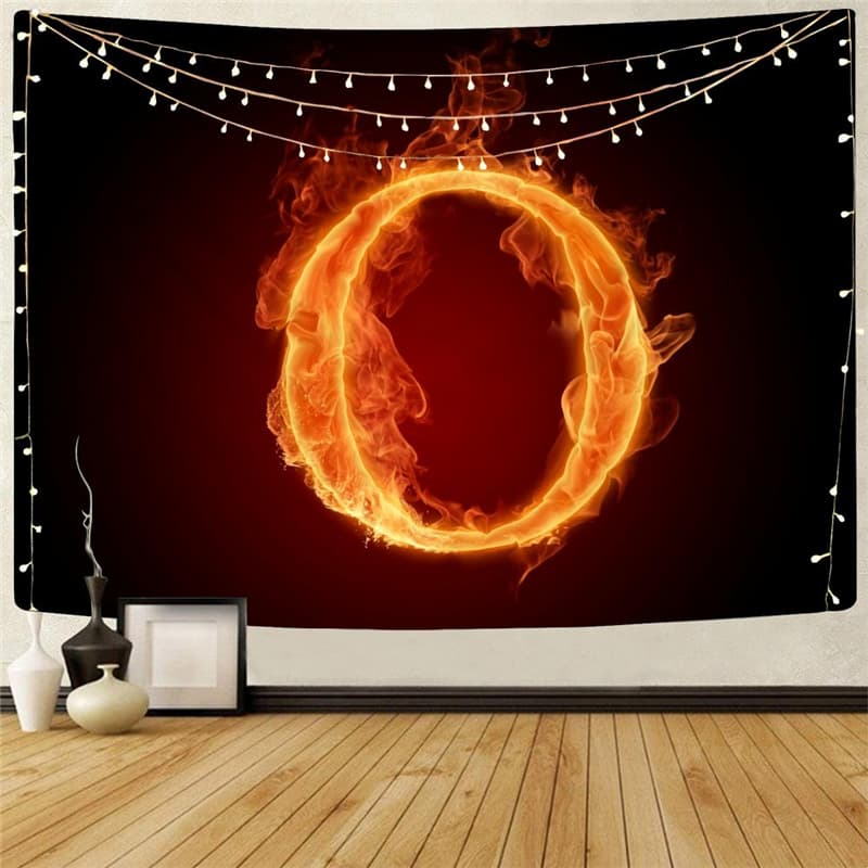 Flame Tapestry The Letter O Rug Wall Couple Tenture Mandala Wall Hanging Mandala