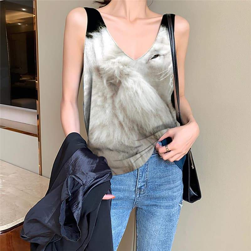 Lion Tank-Top women Animal Anime Clothes Anime Vest Print Lovely Vest Printed Leisure Sleeveless 3d - KYKU