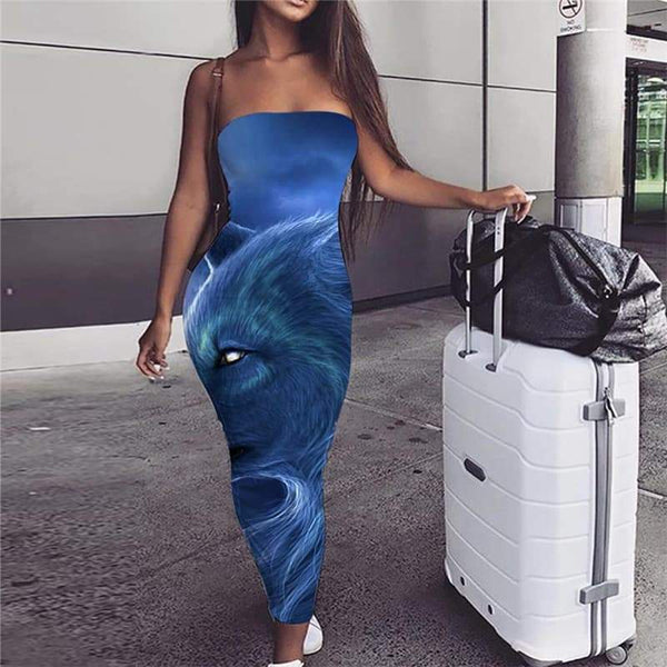 Wolf Dress Women Animal Ladies Dresses Anime Party Cloud Bodycon Dress - KYKU